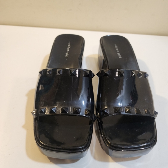 Madden Girl Paccer Slides Black Studded Chunky platform size 8 - Picture 4 of 13